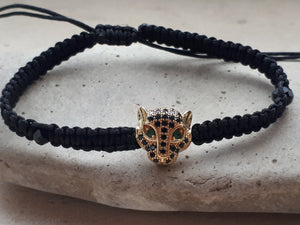 Pulsera macramé  pantera con zirconitas