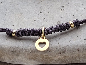 Pulsera corazón de plata bañada en oro